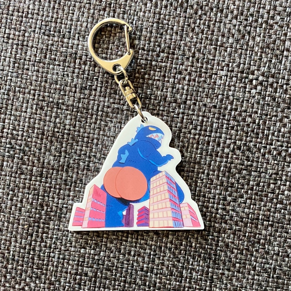 🍑 Godzilla Booty Cartoon Acrylic Keychain, Japanese Exclusive